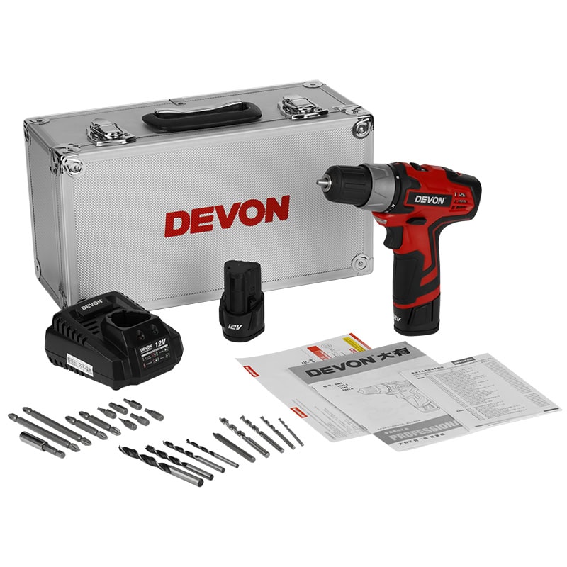máy khoan vặn vít 12V Devon 5262-Li-12TS (Hộp nhôm/2×1.5Ah/Phụ kiện)